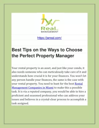 Best Tips on the Ways to Choose the Perfect Property Manager-