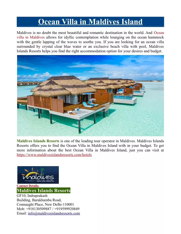 ocean villa in maldives island
