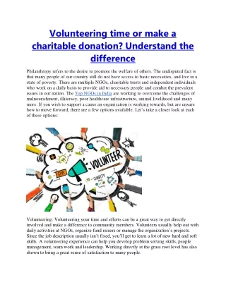 Volunteering time or make a charitable donation