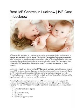 Best IVF Centres in Lucknow _ IVF Cost in Lucknow