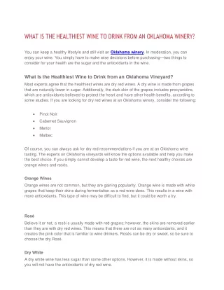 WHAT IS THE HEALTHIEST WINE TO DRINK FROM AN OKLAHOMA WINERY