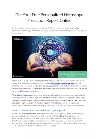get your free personalized horoscope prediction