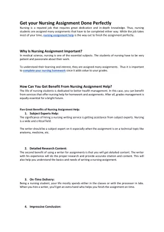get your nursing assignment done perfectly