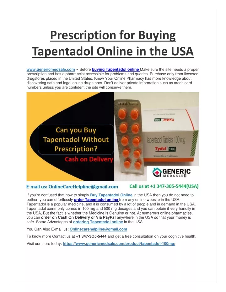 prescription for buying tapentadol online