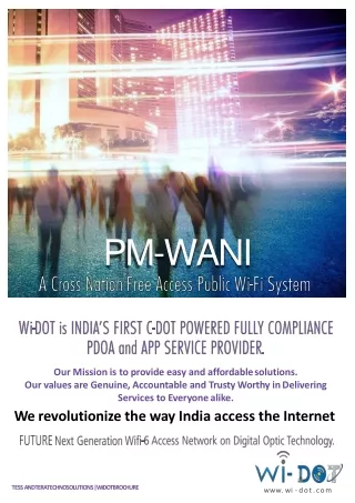 Public Wi-Fi Access System,  pm wani, PM-WANI scheme