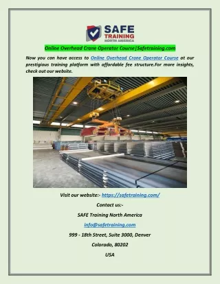 online overhead crane operator course