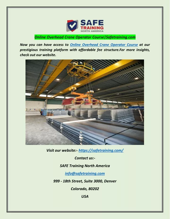 online overhead crane operator course