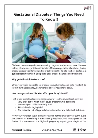 Gestational Diabetes- Things You Need To Know!!