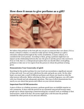 how does it mean to give perfume as a gift