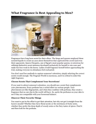 what fragrance is best appealing to men