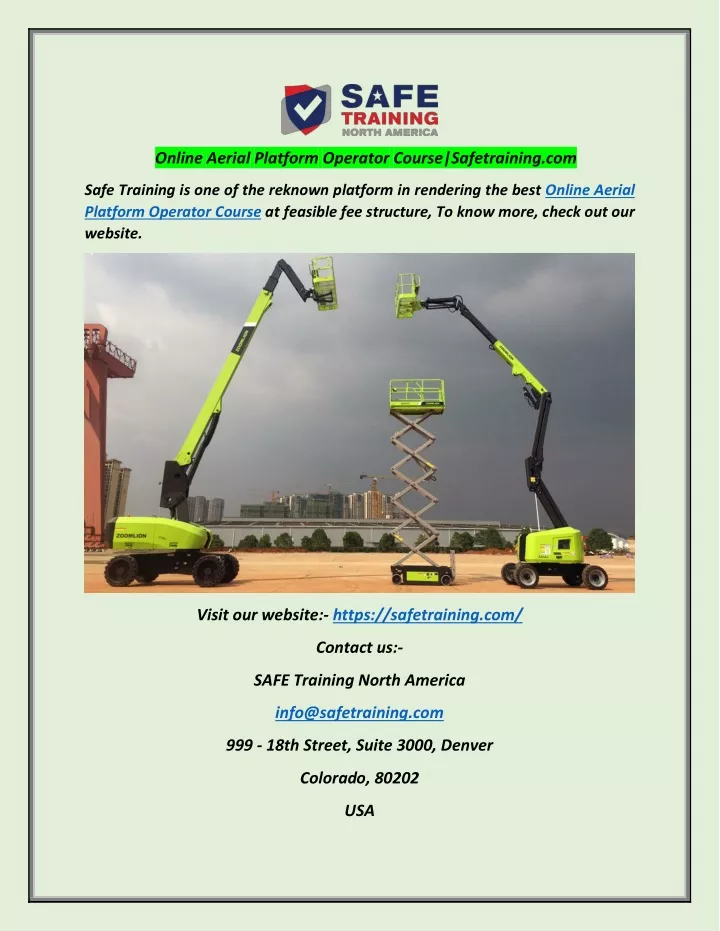 online aerial platform operator course