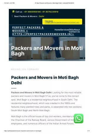 Best Packers and Movers in Moti Bagh Delhi -  91-8076239918