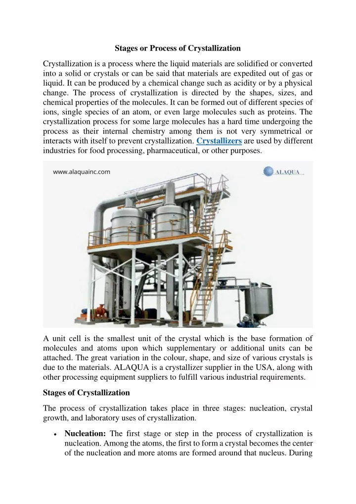 stages or process of crystallization