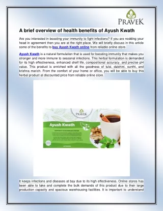 a brief overview of health benefits of ayush kwath