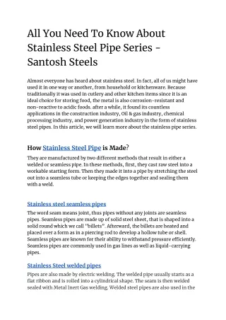 All You Need To Know About Stainless Steel Pipe Series - Santosh Steels 13_10_21