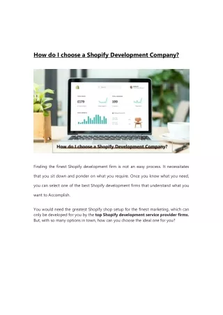 How do I choose a Shopify Development Company-