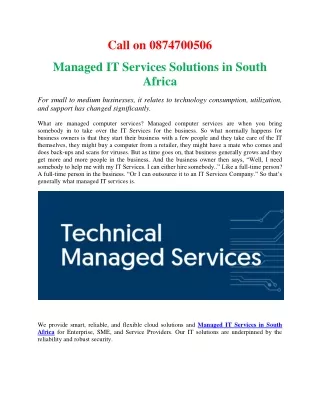 Managed IT Services Solutions in South Africa