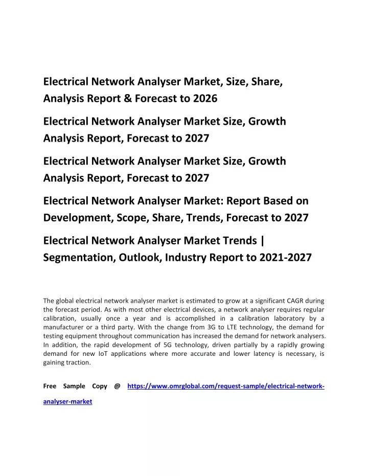 electrical network analyser market size share