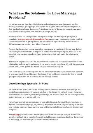 what are the solutions for love marriage problems