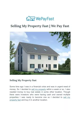 selling my property fast we pay fast