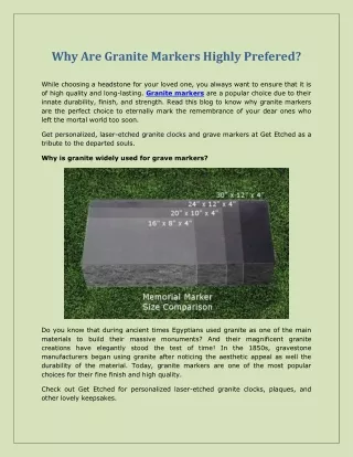 Why Are Granite Markers Highly Prefered