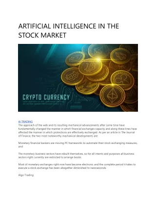 ARTIFICIAL INTELLIGENCE IN THE STOCK MARKET