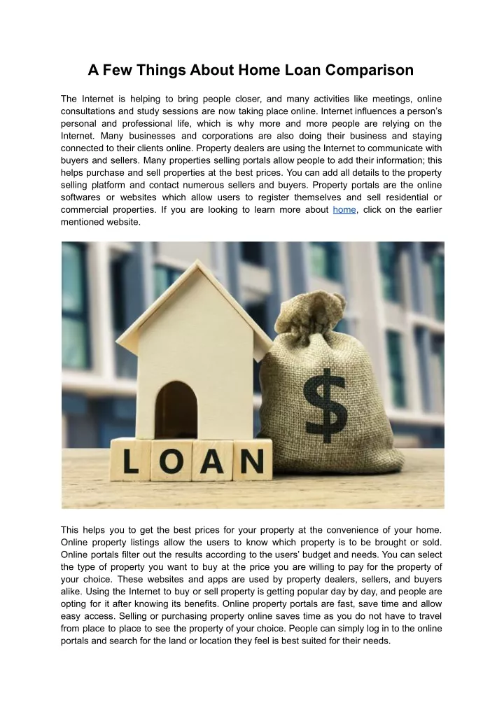 a few things about home loan comparison