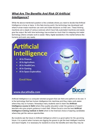 what are the benefits and risk of artificial