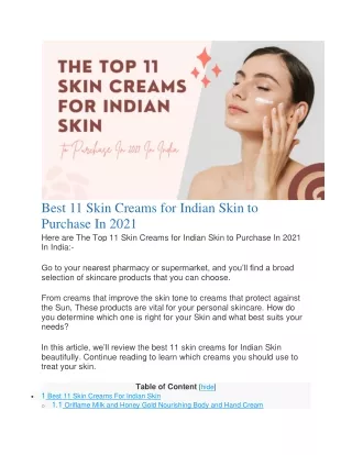 Best 11 Skin Creams for Indian Skin to Purchase In 2021