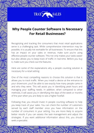 Why People Counter Software Is Necessary For Retail Businesses