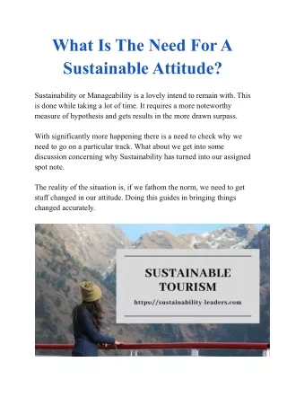 What Is The Need For A Sustainable Attitude