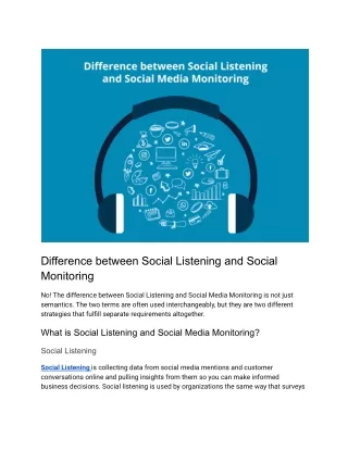 Difference between Social Listening and Social Monitoring