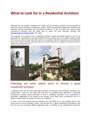 What to Look for in a Residential Architect