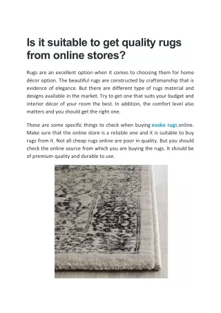 Is it suitable to get quality rugs from online stores?