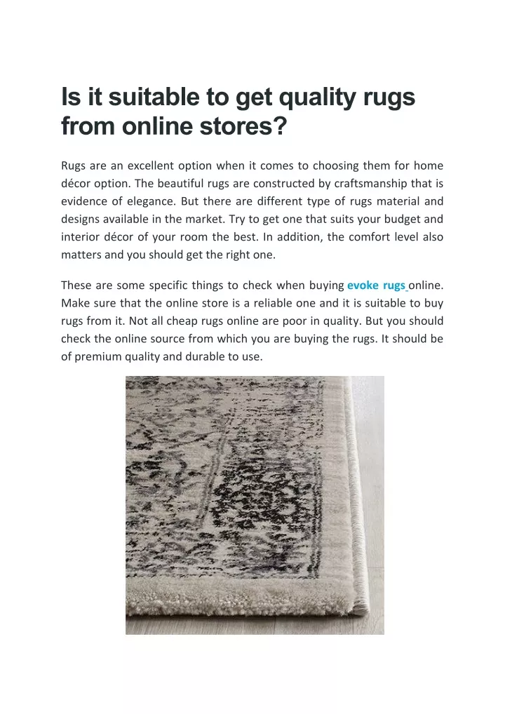 is it suitable to get quality rugs from online