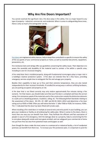 Why Are Fire Doors Important?