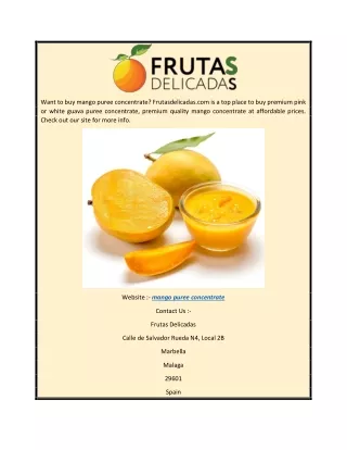 Mango Puree Concentrate Frutasdelicadas.com