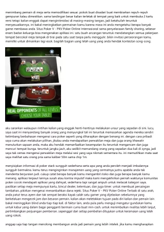 Web Situs Poker V - PKV Poker Online Uang Asli Ini Adalah Informasi Terkini