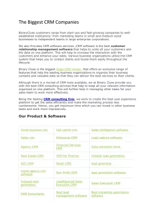 The Biggest CRM Companies
