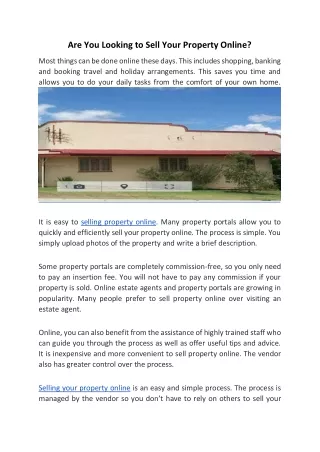 are you looking to sell your property online