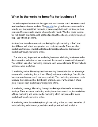 What is the website benefits for business_