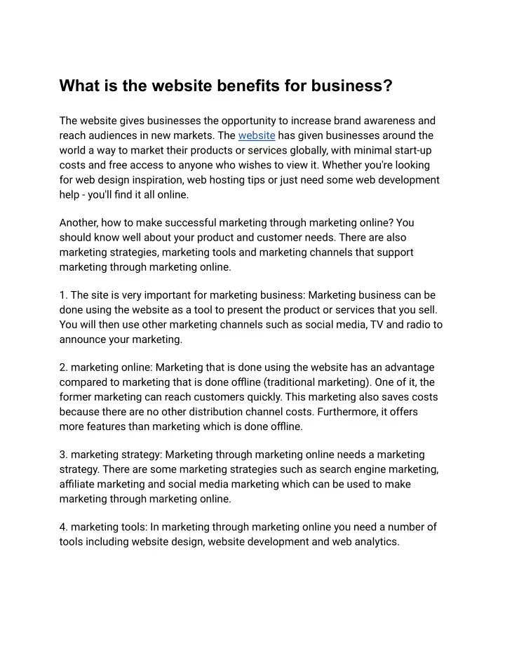 what is the website benefits for business