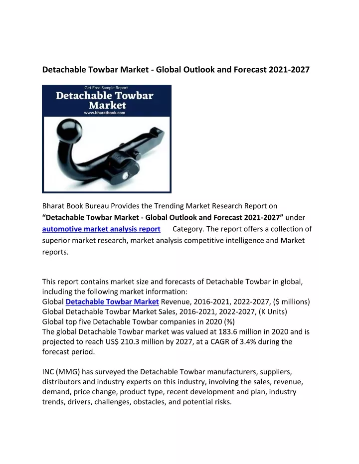 detachable towbar market global outlook