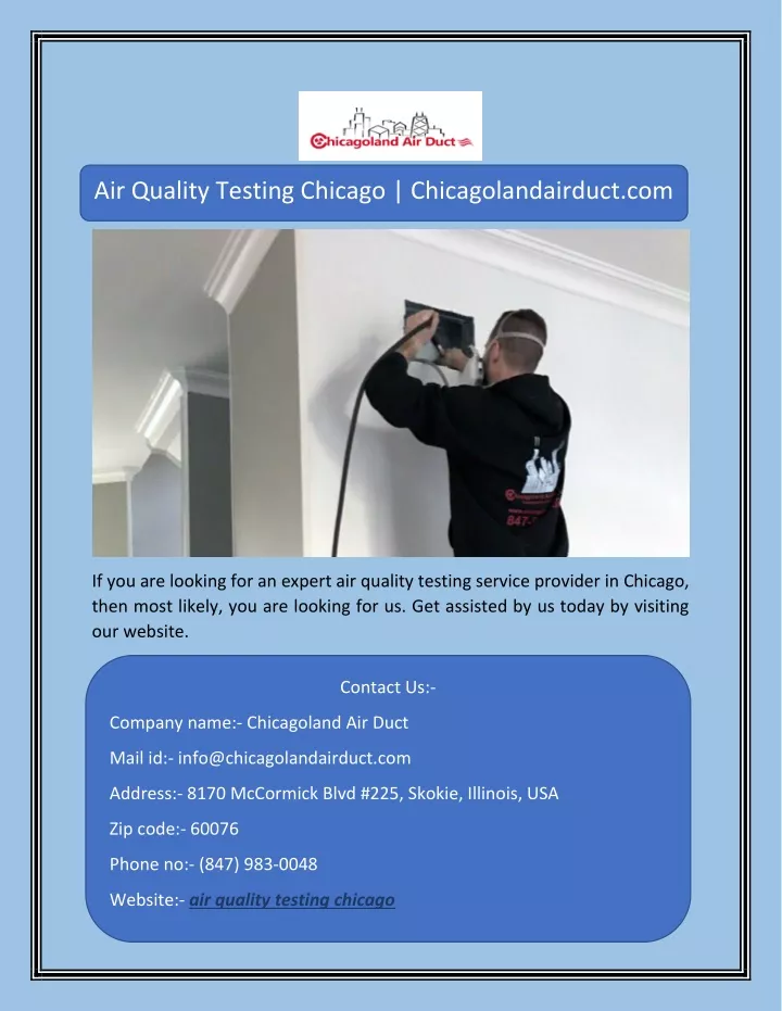 air quality testing chicago chicagolandairduct com