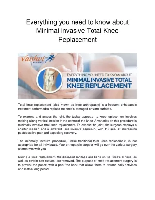 Everything you need to know about Minimal Invasive Total Knee Replacement