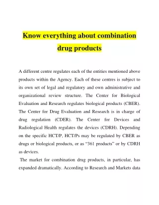 Know everything about combination drug product