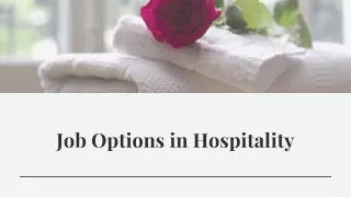 Job Options in Hospitality