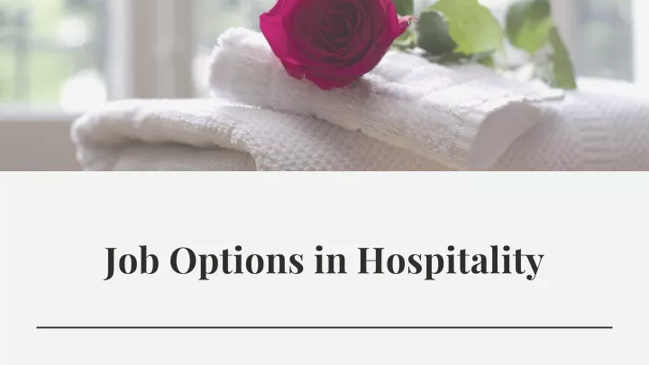 job options in hospitality