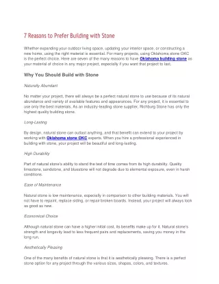 7 reasons to prefer building with stone whether