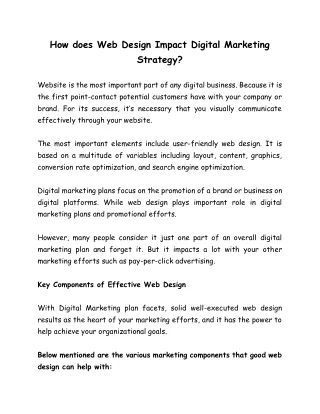 How does Web Design Impact Digital Marketing Strategy